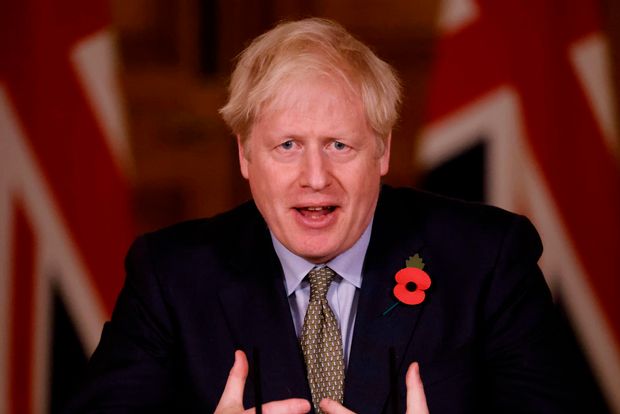 Prime Minister Boris Johnson speaks on Monday during a virtual press conference on the coronavirus...