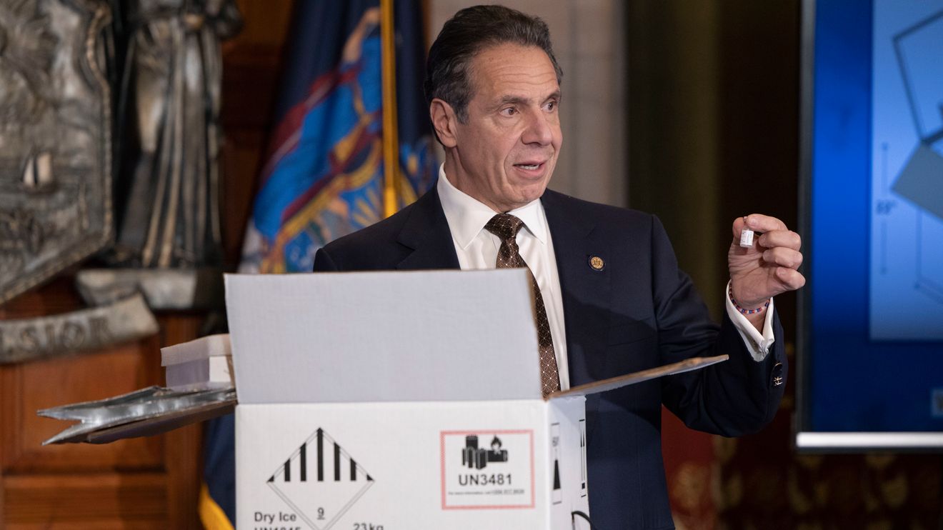 December 3, 2020 - Governor Andrew Cuomo showcased a prototype of the box that will...
