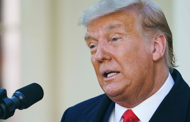 President Donald Trump speaks at the White House on Thanksgiving Day.