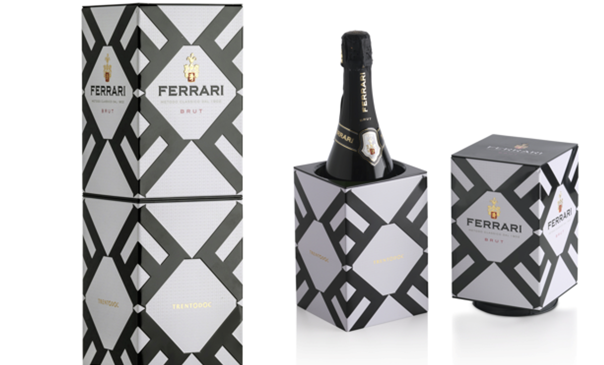 Italian winemaker Ferrari Trento calls the container that holds its Brut sparkler a "chill box."